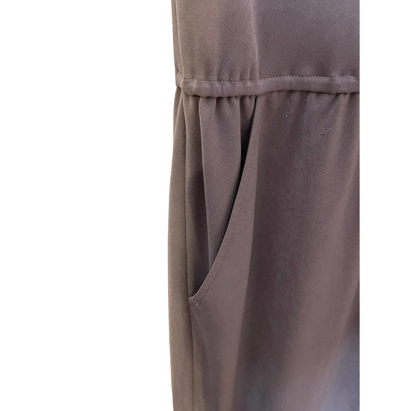 St.John Midi Sheath Dress Cowl Neck Women Size 12 Cap Sleeve Cinch Waist Gray - Picture 4 of 8